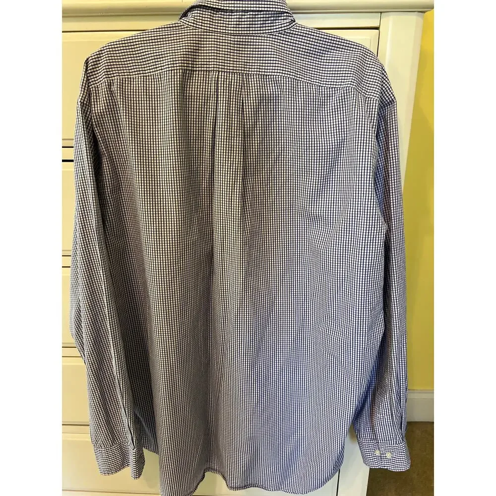 Ralph Lauren Long Sleeve Button Down Shirt Men's Size 17 Blue White Checked